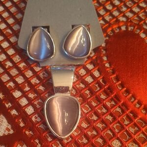 Elegant Silver and Pink Jewelry Set